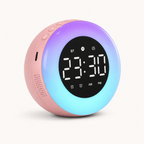 Réveil enceinte Anneau rose avec halo lumineux dégradé violet et bleu