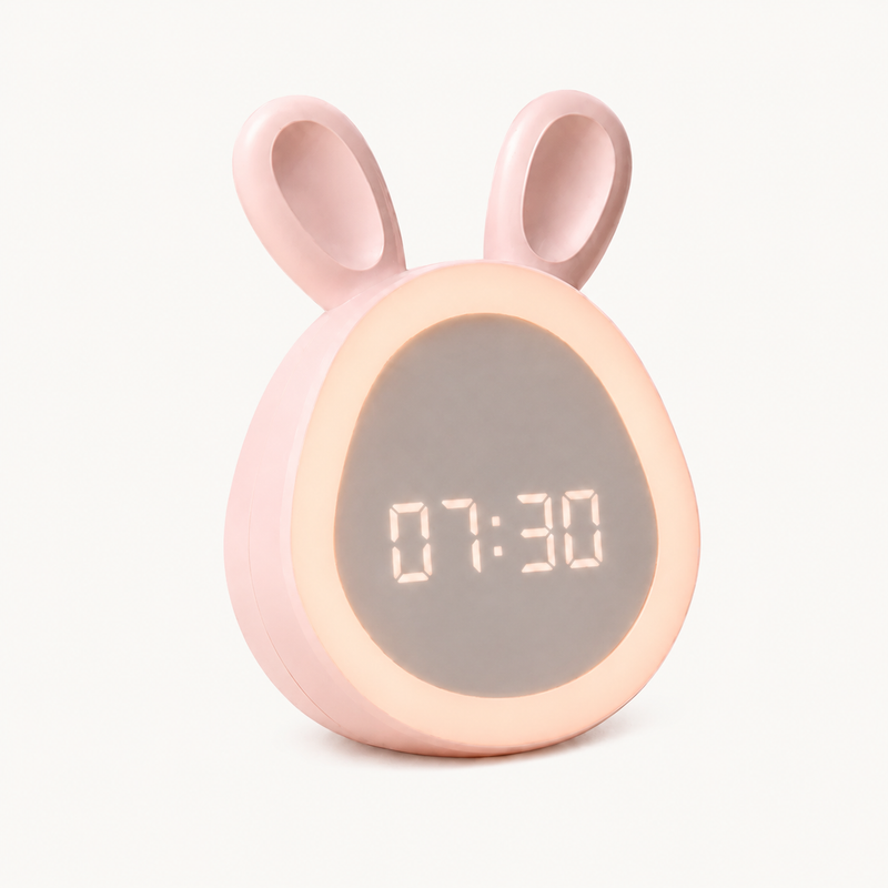 Veilleuse réveil Lapinou rose pâle avec écran LED numérique, Nox Et Dies