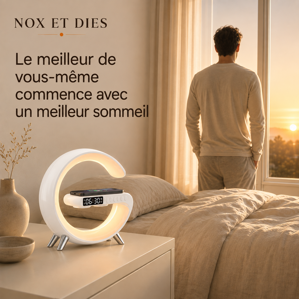 Simulateur d'aube Grande diffusant une lumière chaude au réveil