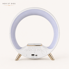 Vue arrière de la lampe Piédor montrant les boutons de réglage, la sortie USB 5V et l'entrée secteur 12V