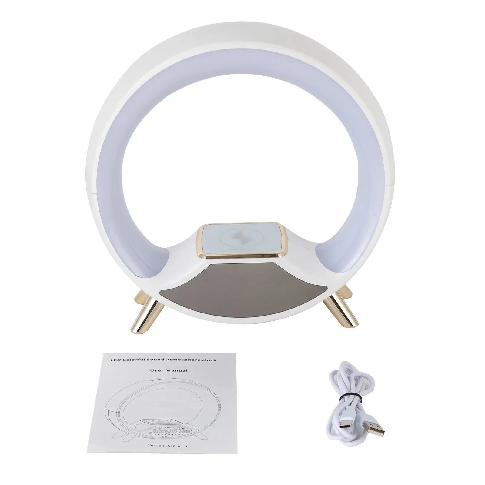 LED Tabletop Light,Portable Charging Bedside Lamp,Atmosphere Lamp with Bluetooth Speaker,for Bedroom,Study Room,Bedside
