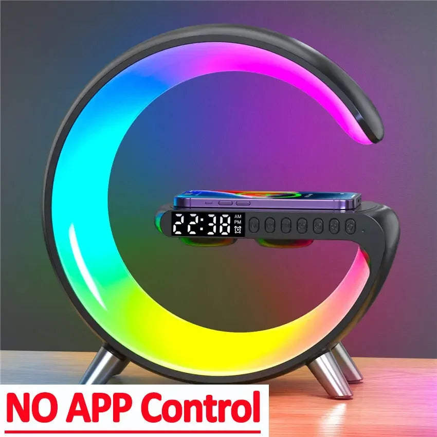 Original Alarm Clock Wireless Charger RGB Night Light With Bluetooth Speaker For iPhone Samsung Xiaomi Fast Charging Station