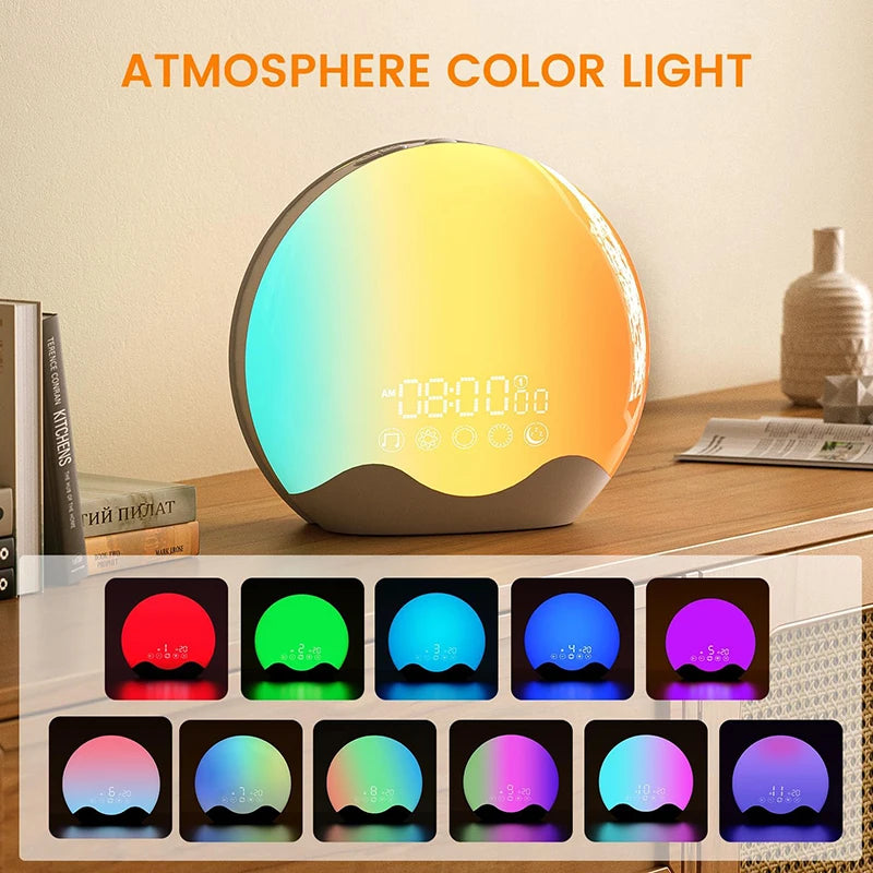 Sunrise Alarm Clock with Awakening Light Digital Sleep Sound Night Light Desk Clock Sleep Aid Device Color Changing Perfect Gift
