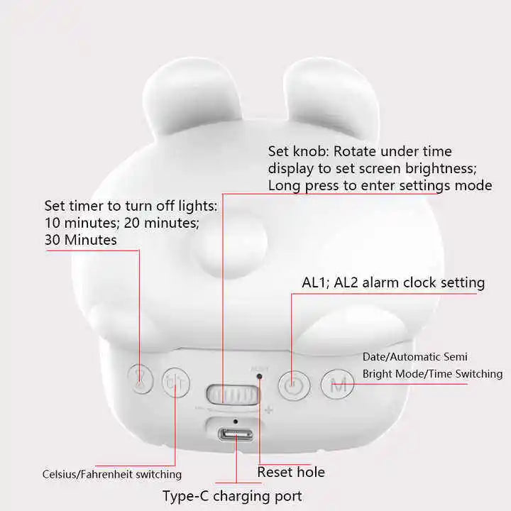 Rechargeable Kids Alarm Clock with Sunrise Simulation, Night Light for Children's Bedroom, Sleep Training Wake Up Lamp