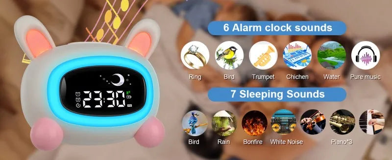 Alarm Clock for Kids Ok to Wake Children with Sleep Training and Sound Machine Birthday Gift for Boy Girls