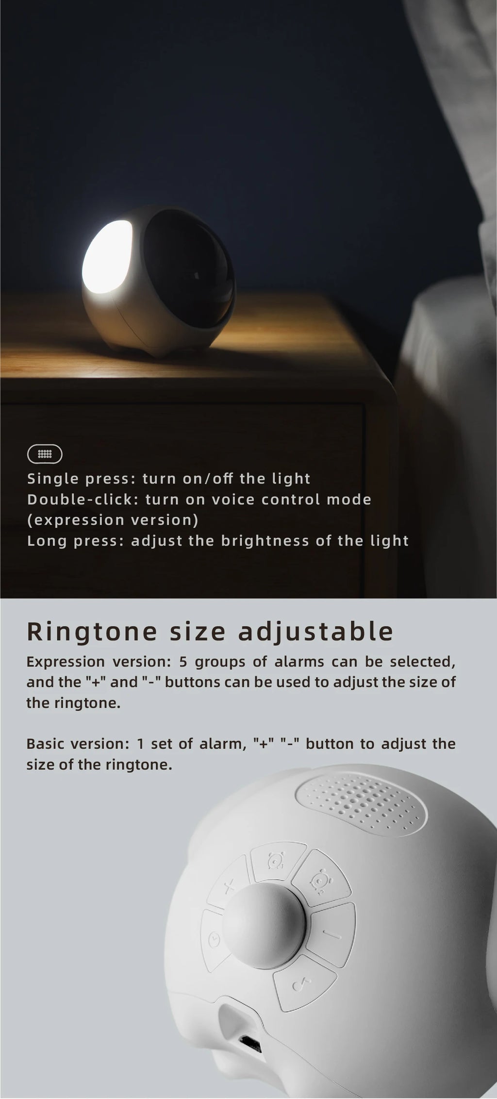 Child Alarm Clock Digital Emotion Table Clock LED Night Light Wireless Smart Bedside Cute Cartoon Alarm Clock for Kids