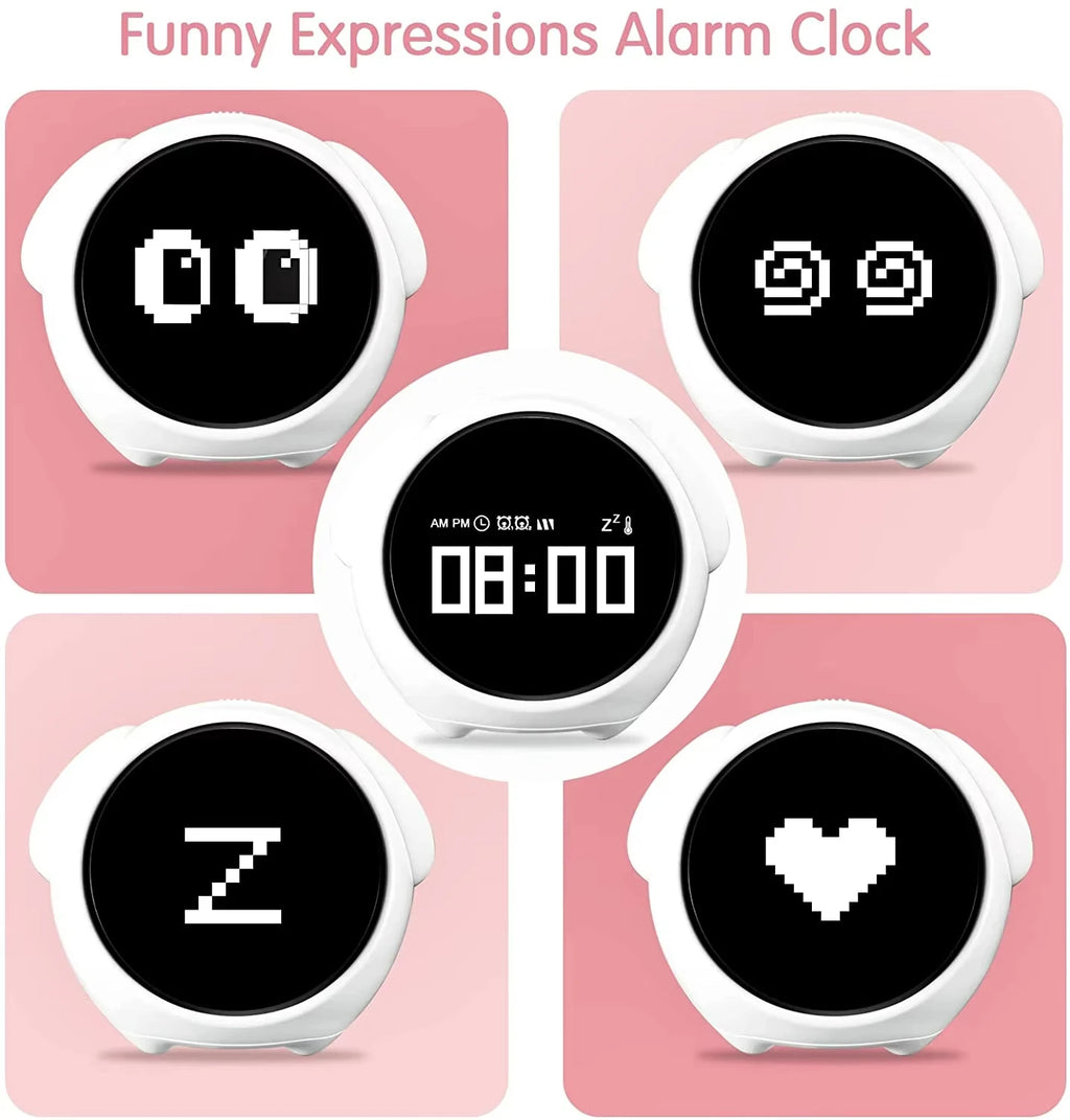 Child Alarm Clock Digital Emotion Table Clock LED Night Light Wireless Smart Bedside Cute Cartoon Alarm Clock for Kids