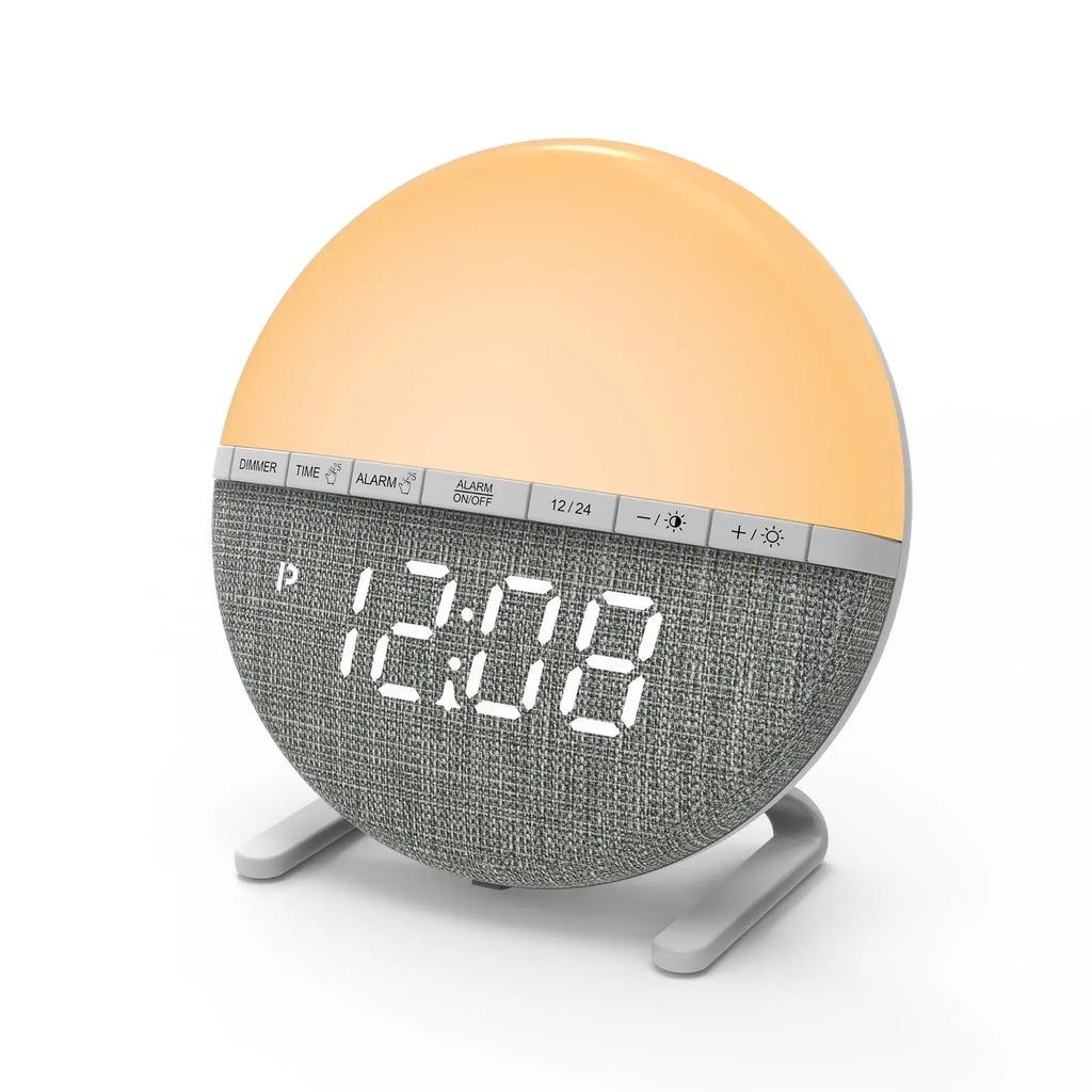 Sunrise Wake-Up Light Alarm Clock Color Changing Night Light with Natural Sound Digital Display for Bedroom Living Room Home Dec