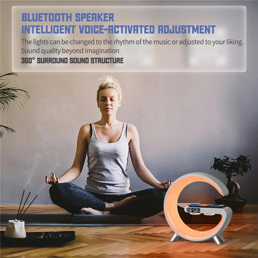 Original Alarm Clock Wireless Charger RGB Night Light With Bluetooth Speaker For iPhone Samsung Xiaomi Fast Charging Station