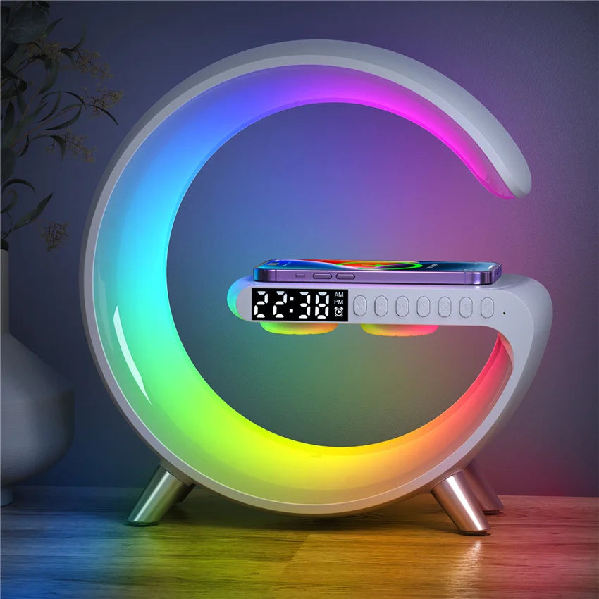 Original Alarm Clock Wireless Charger RGB Night Light With Bluetooth Speaker For iPhone Samsung Xiaomi Fast Charging Station