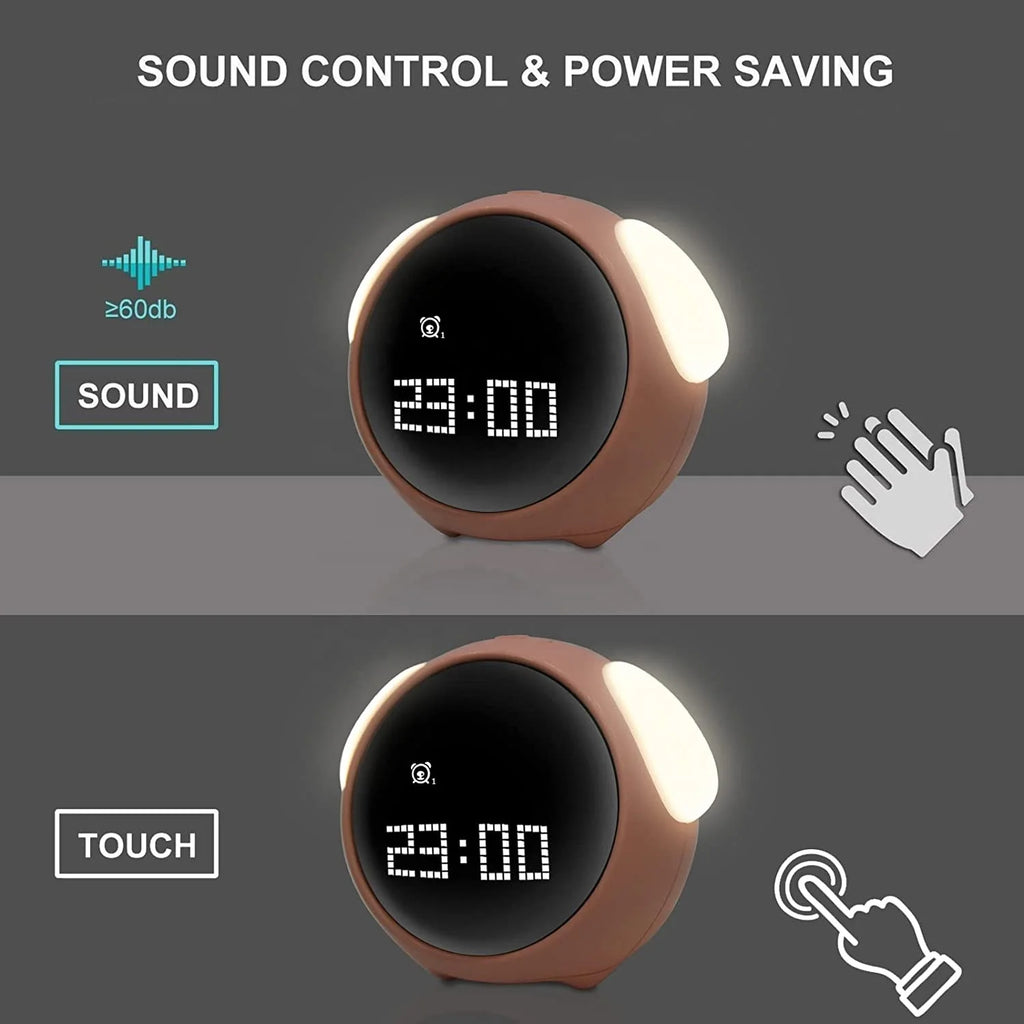 Child Alarm Clock Digital Emotion Table Clock LED Night Light Wireless Smart Bedside Cute Cartoon Alarm Clock for Kids