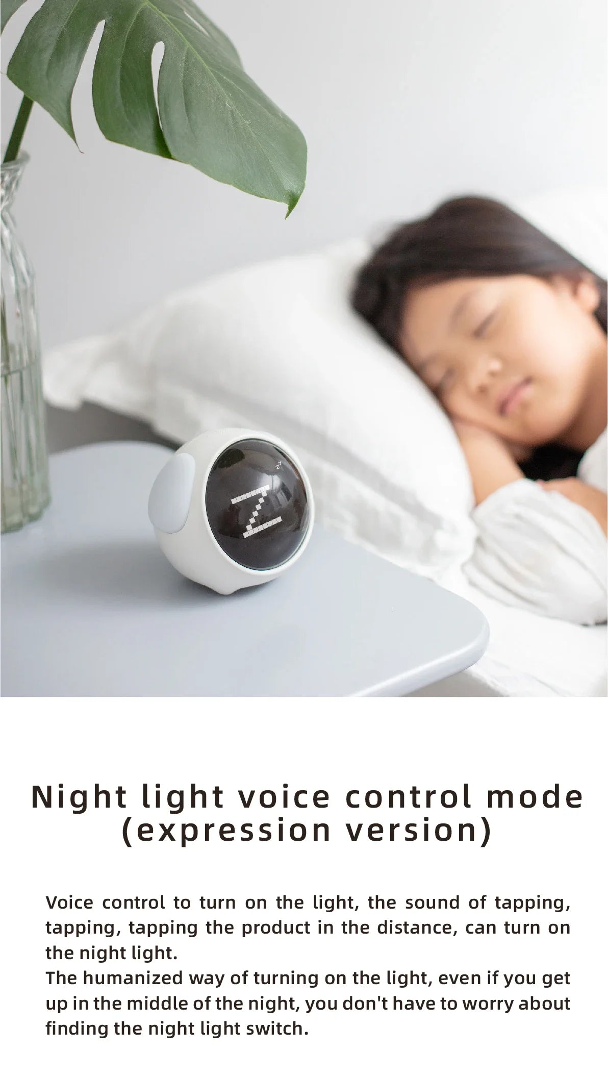 Child Alarm Clock Digital Emotion Table Clock LED Night Light Wireless Smart Bedside Cute Cartoon Alarm Clock for Kids