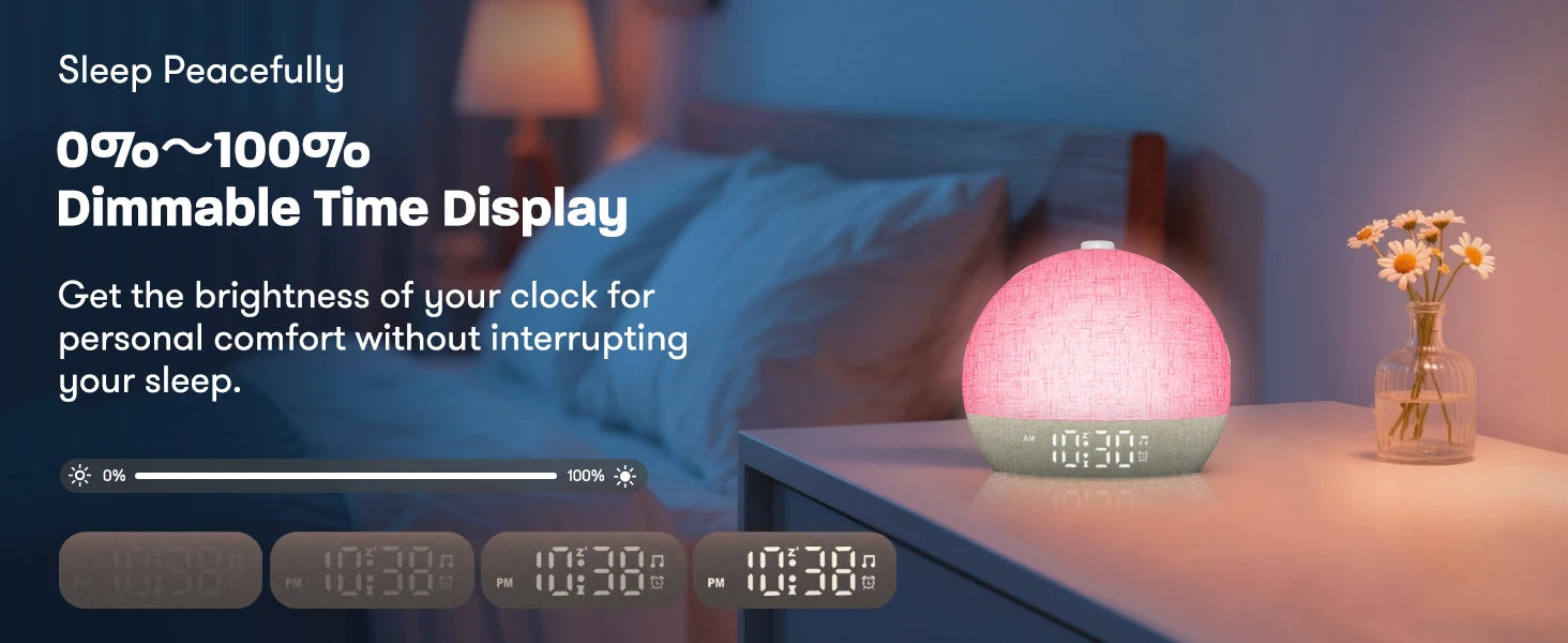 Wake Up Light Sunrise Alarm Clock Timer 30 White Noise Sound Machine Dimmable RGB Night Lights Sleep Aid Snooze Ideal for Gift
