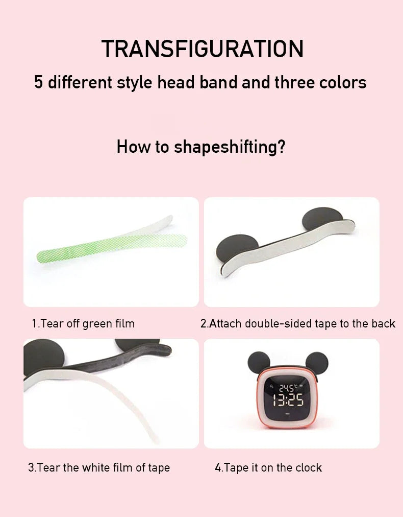 Rechargeable Cartoon LED Night Light Children Bedroom Alarm Clock with Thermometer Student Birthday Gift Room Bedside Deer Lamp