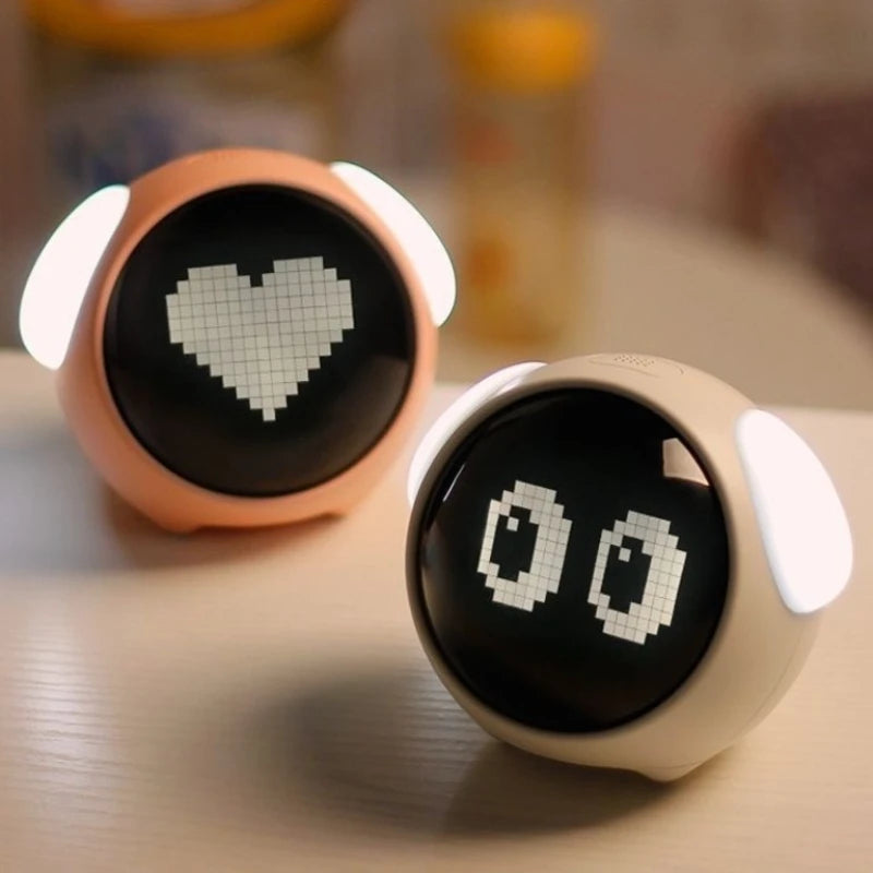 Child Alarm Clock Digital Emotion Table Clock LED Night Light Wireless Smart Bedside Cute Cartoon Alarm Clock for Kids