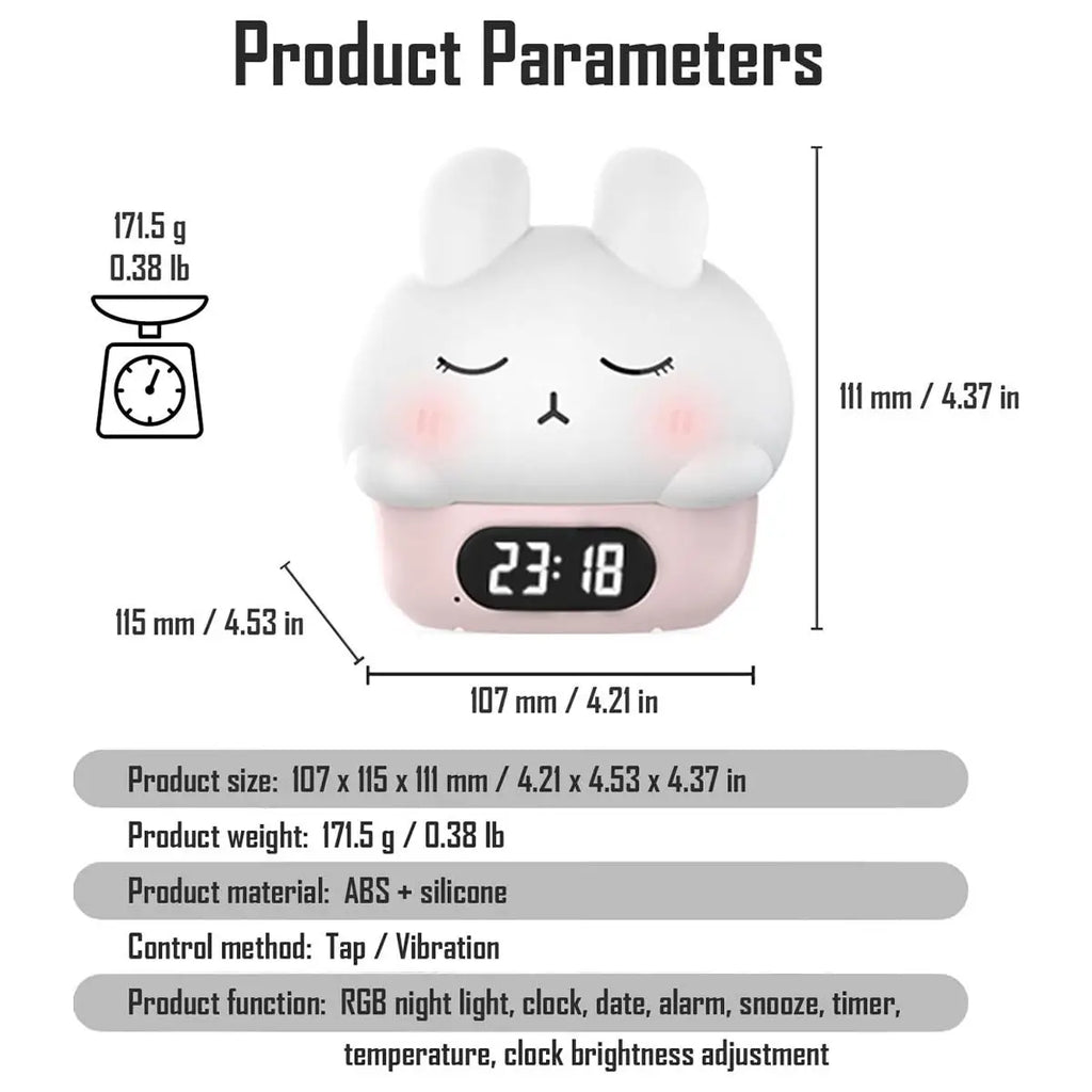Rechargeable Kids Alarm Clock with Sunrise Simulation, Night Light for Children's Bedroom, Sleep Training Wake Up Lamp