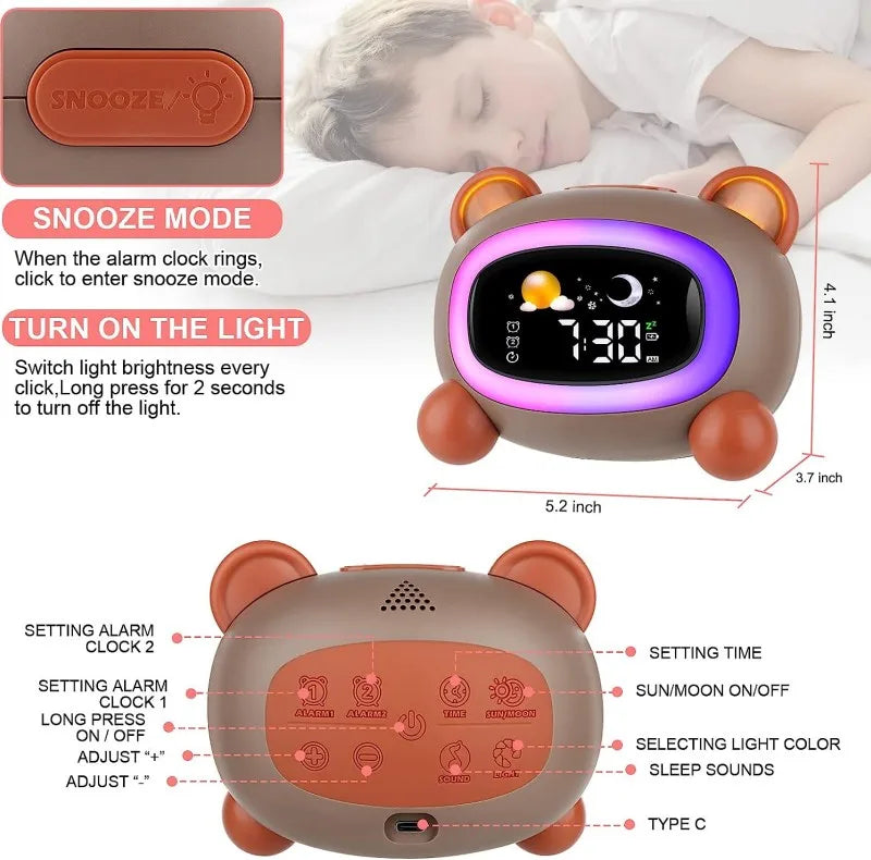 Alarm Clock for Kids Ok to Wake Children with Sleep Training and Sound Machine Birthday Gift for Boy Girls