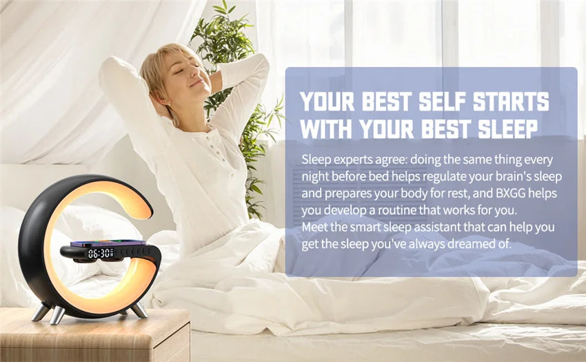 Original Alarm Clock Wireless Charger RGB Night Light With Bluetooth Speaker For iPhone Samsung Xiaomi Fast Charging Station