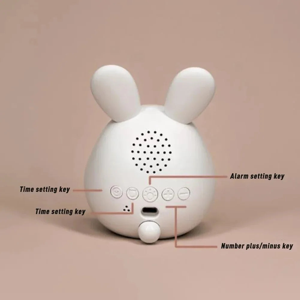 Mini Cartoon Rabbit LED Alarm Clock Night Light for Students Dormitory Digital Display Children Wake Up Light USB Charging