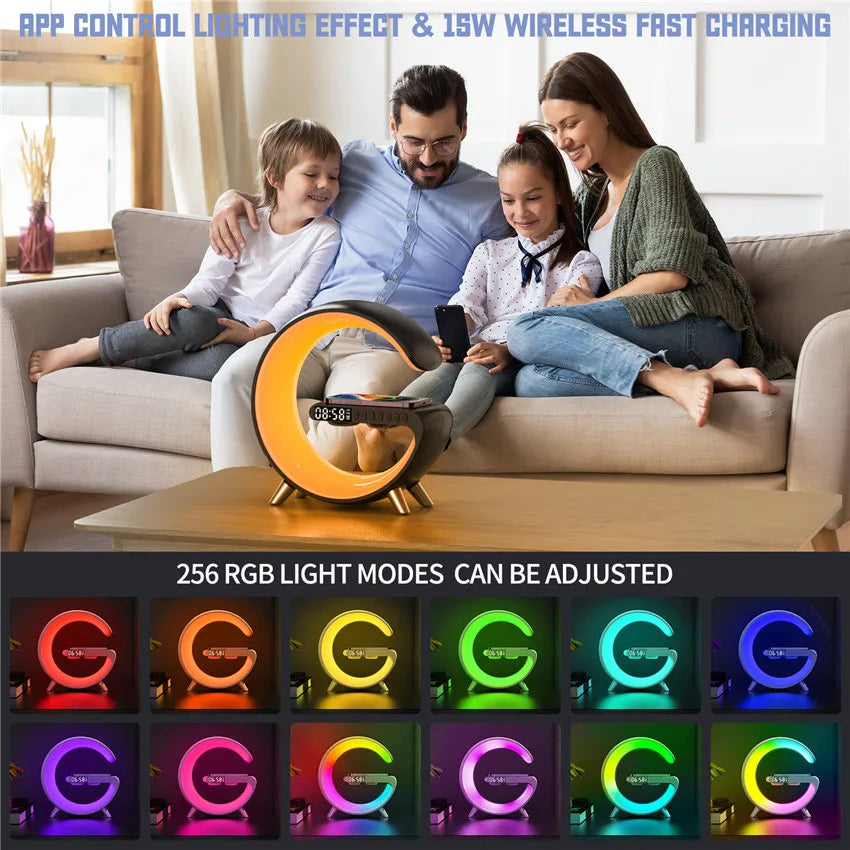 Original Alarm Clock Wireless Charger RGB Night Light With Bluetooth Speaker For iPhone Samsung Xiaomi Fast Charging Station