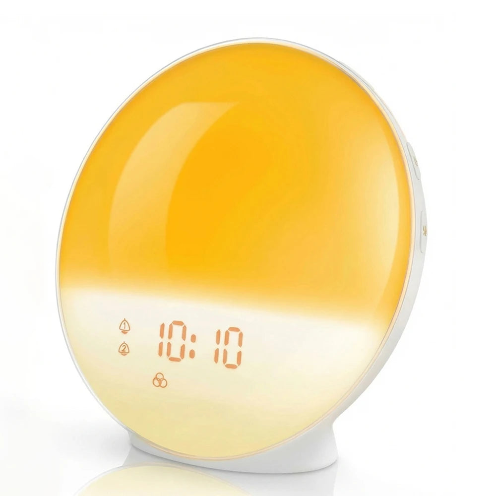 Wake Up Light Alarm Clock with Sunrise/Sunset Simulation Dual Alarms FM Radio Nightlight 7 Colors Natural Sounds Snooze