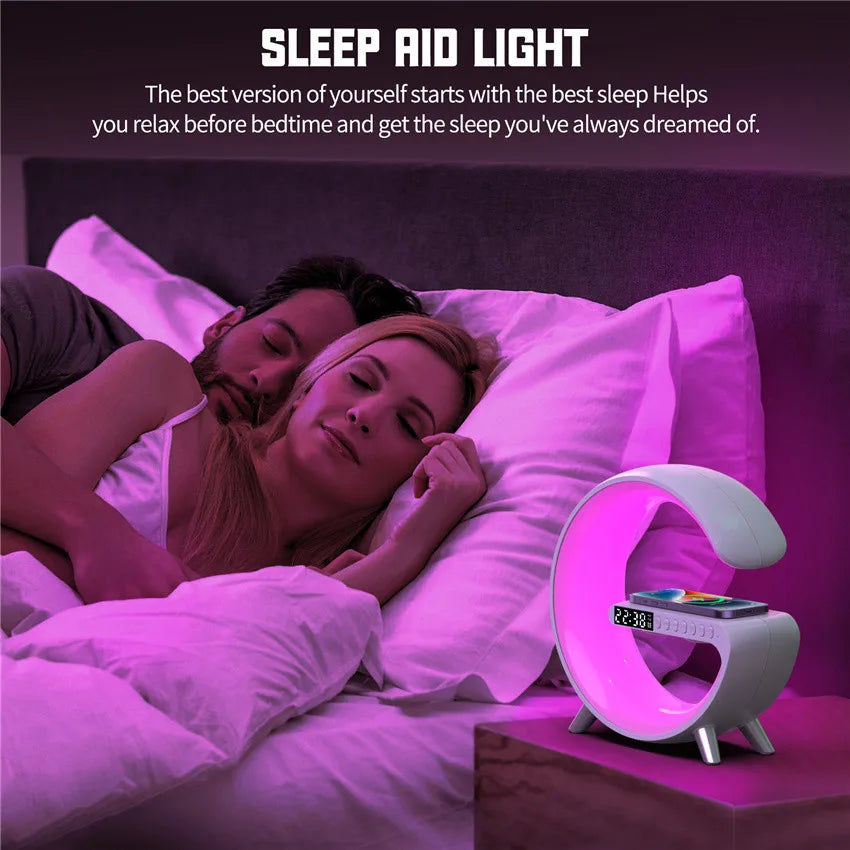 Original Alarm Clock Wireless Charger RGB Night Light With Bluetooth Speaker For iPhone Samsung Xiaomi Fast Charging Station