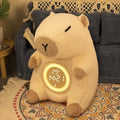 Adorable Capybara Plush Dual Alarm Night Light Adjustable Brightness Time Temperature Display Cartoon Clock for Kids Bedroom