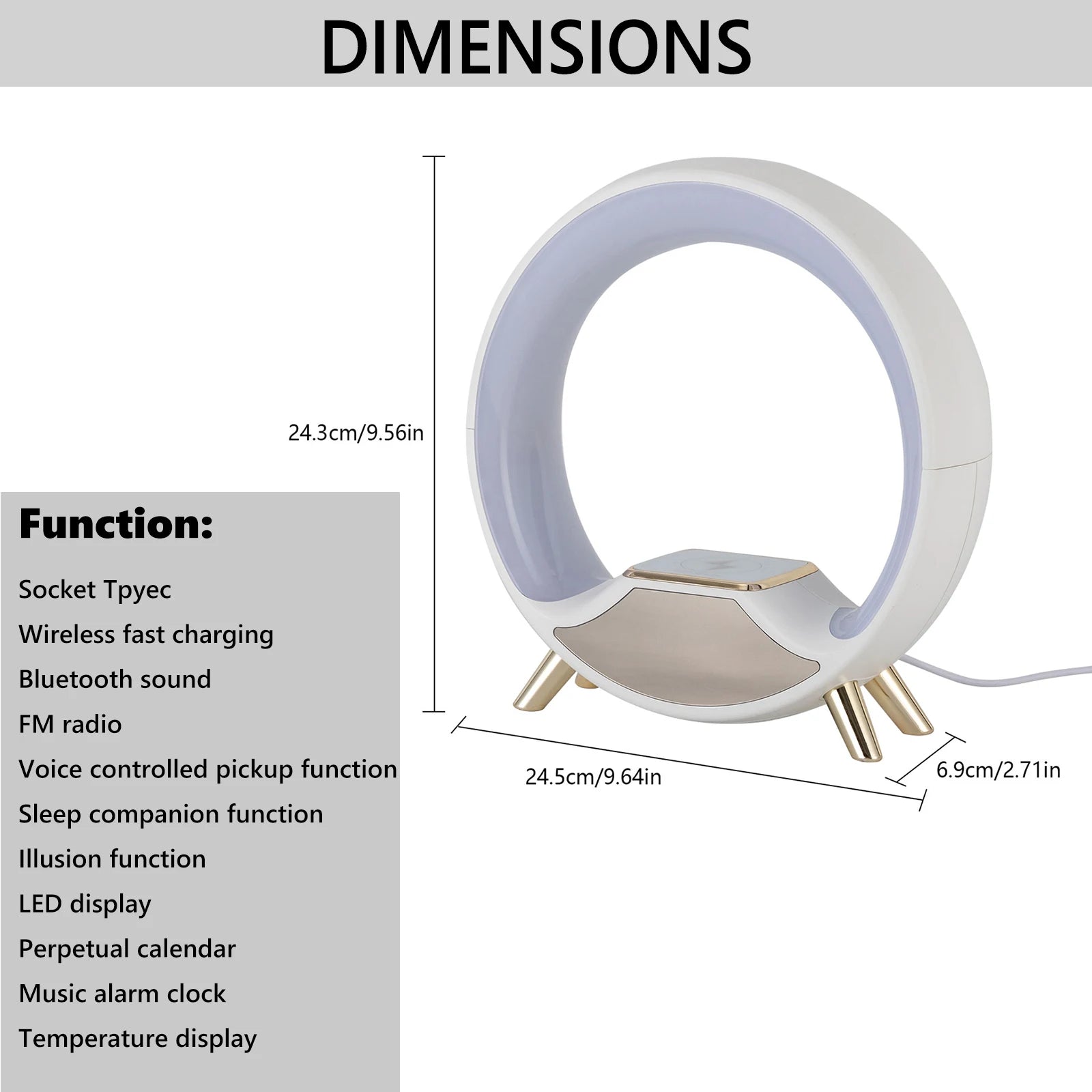 LED Tabletop Light,Portable Charging Bedside Lamp,Atmosphere Lamp with Bluetooth Speaker,for Bedroom,Study Room,Bedside