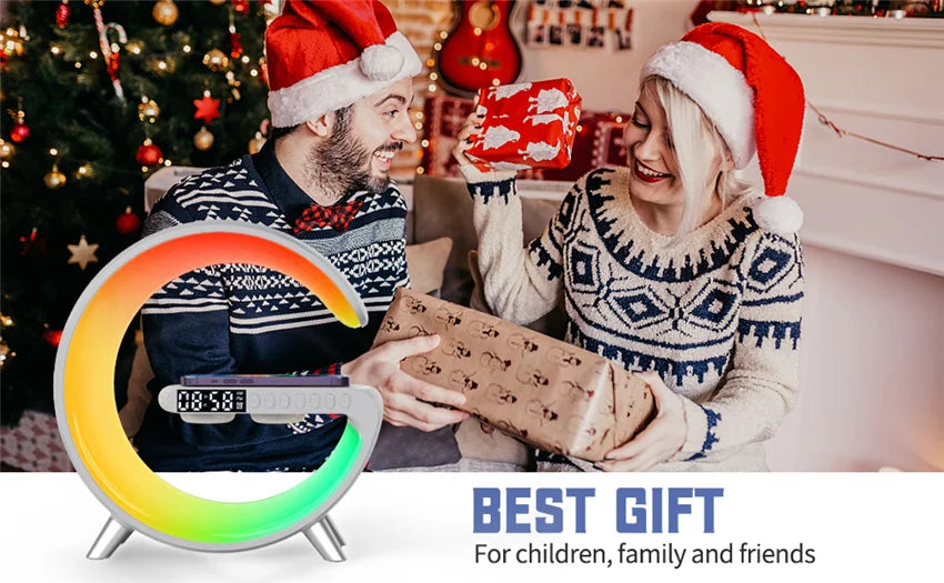 Original Alarm Clock Wireless Charger RGB Night Light With Bluetooth Speaker For iPhone Samsung Xiaomi Fast Charging Station