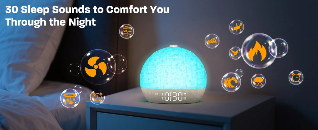 Wake Up Light Sunrise Alarm Clock Timer 30 White Noise Sound Machine Dimmable RGB Night Lights Sleep Aid Snooze Ideal for Gift
